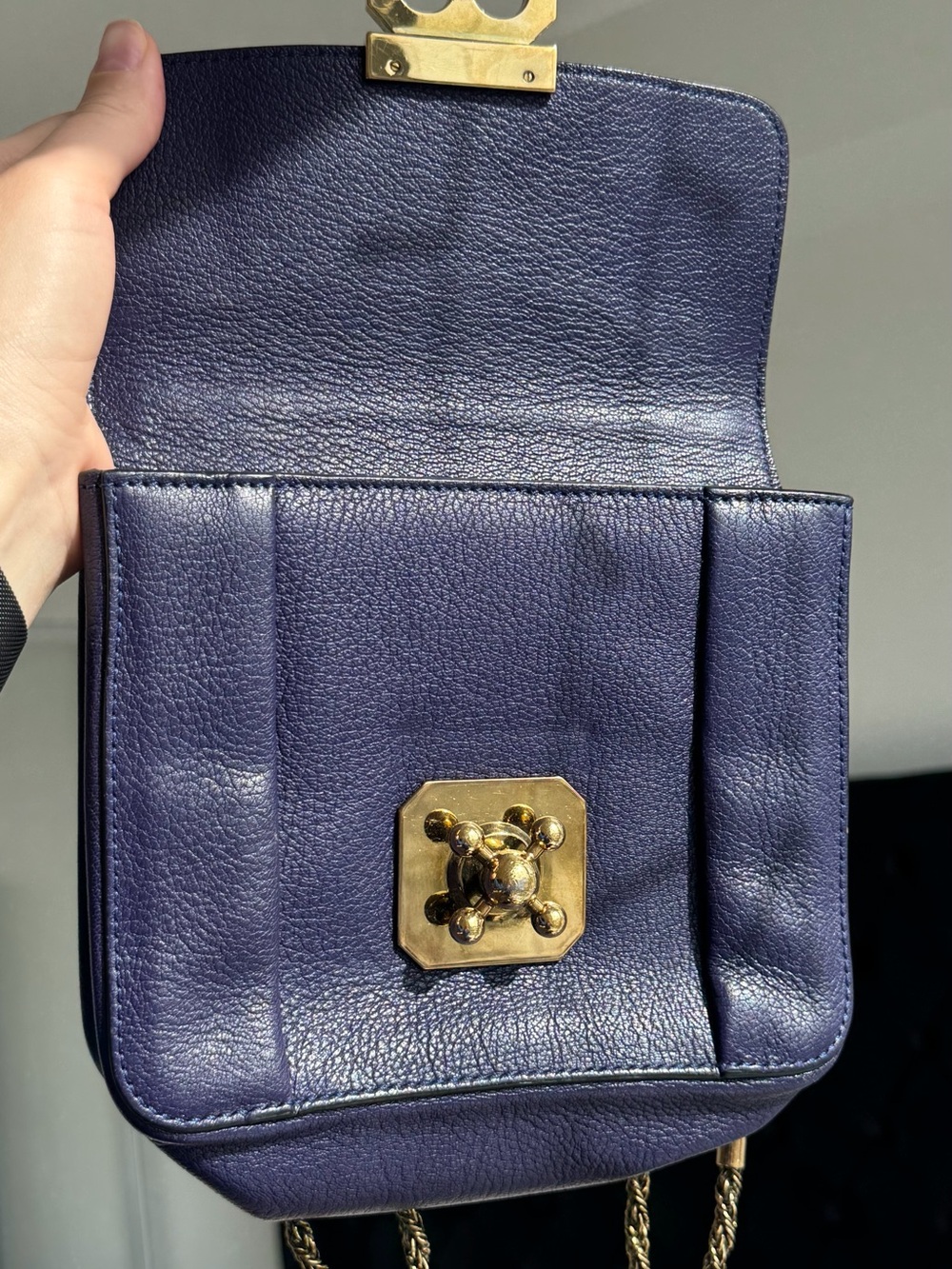Authentic Chloe Small Purple Leather Bag with Gold Chain - Picture 9 of 15
